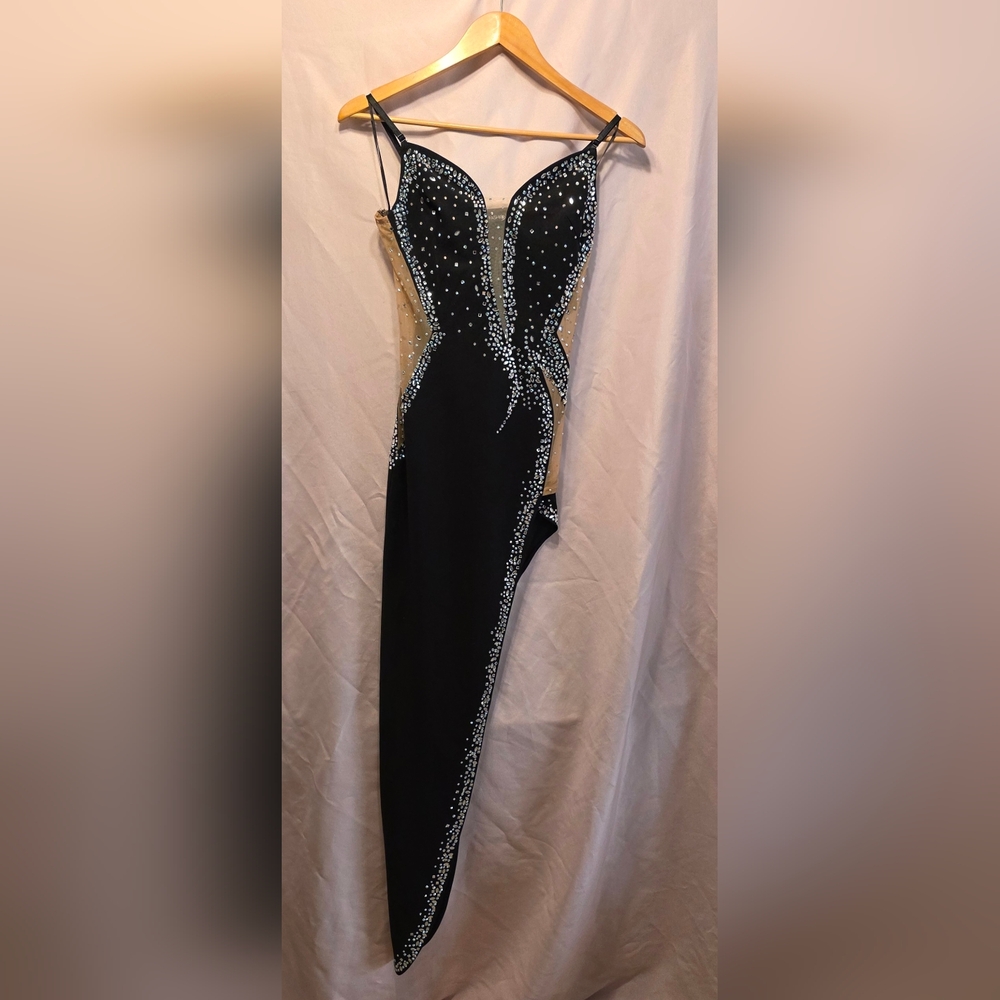 Fashion Nova Black Dress W Rhinstones Womens Size Small (Janette #4)
